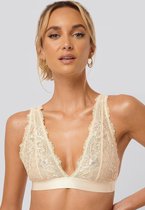 Na-KD dames kanten bh/bralette- soft lace bra  - M  - Creme