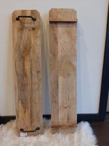 Tapas, decoratie of serveer plank  gerecycled  hout met 2 x handgreep 20x95 cm