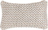 Hoyz | Big Knit Sand With Foil Silver Kussen | 30 X 50 | Sierkussen Voor Woonkamer Of Slaapkamer