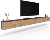 AZ-Home - TV Meubel -Young 400 cm - TV Kast - Antraciet/Eiken- Zwevend