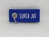 Merkloos Sleutelhanger - Super juf - Vilt - Donkerblauw - Blauw