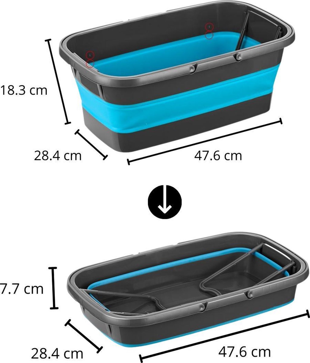 Seau deau portable pour la pêche gris Bouilloire dextérieur peu encombrante Diamètre : 31 cm SAMMART Seau pliable en plastique Bac rond pliable 