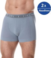 Brubeck Heren Ondergoed Boxershorts - Naadloos Elastisch Katoen - 2 Pack - Staalgrijs S