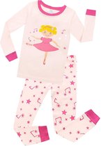 Elowel - Meisjes Pyjama 2 Delig, 100% Katoen, Comfortabel, Slim fit Broek | 7 Jaar | Ballerina van de dans