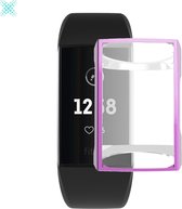 MY PROTECT® Fitbit Charge 3/4 Hoesje - Full Cover Screen Protector Cover Case Bumper Hoes - Transparant/Paars