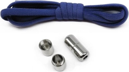 veters - (marine / navy blauw) - niet strikken - elastische veters - no tie - schoenveters - sportveters - rond - schoenveters - kinderveters