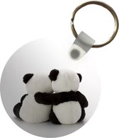 Sleutelhanger - Knuffel - Pandabeer - Wit - Plastic - Rond - Uitdeelcadeautjes