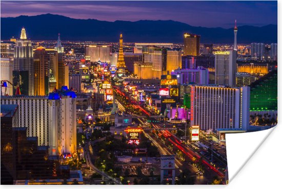 Las Vegas by night Poster - Foto print op Poster (wanddecoratie)