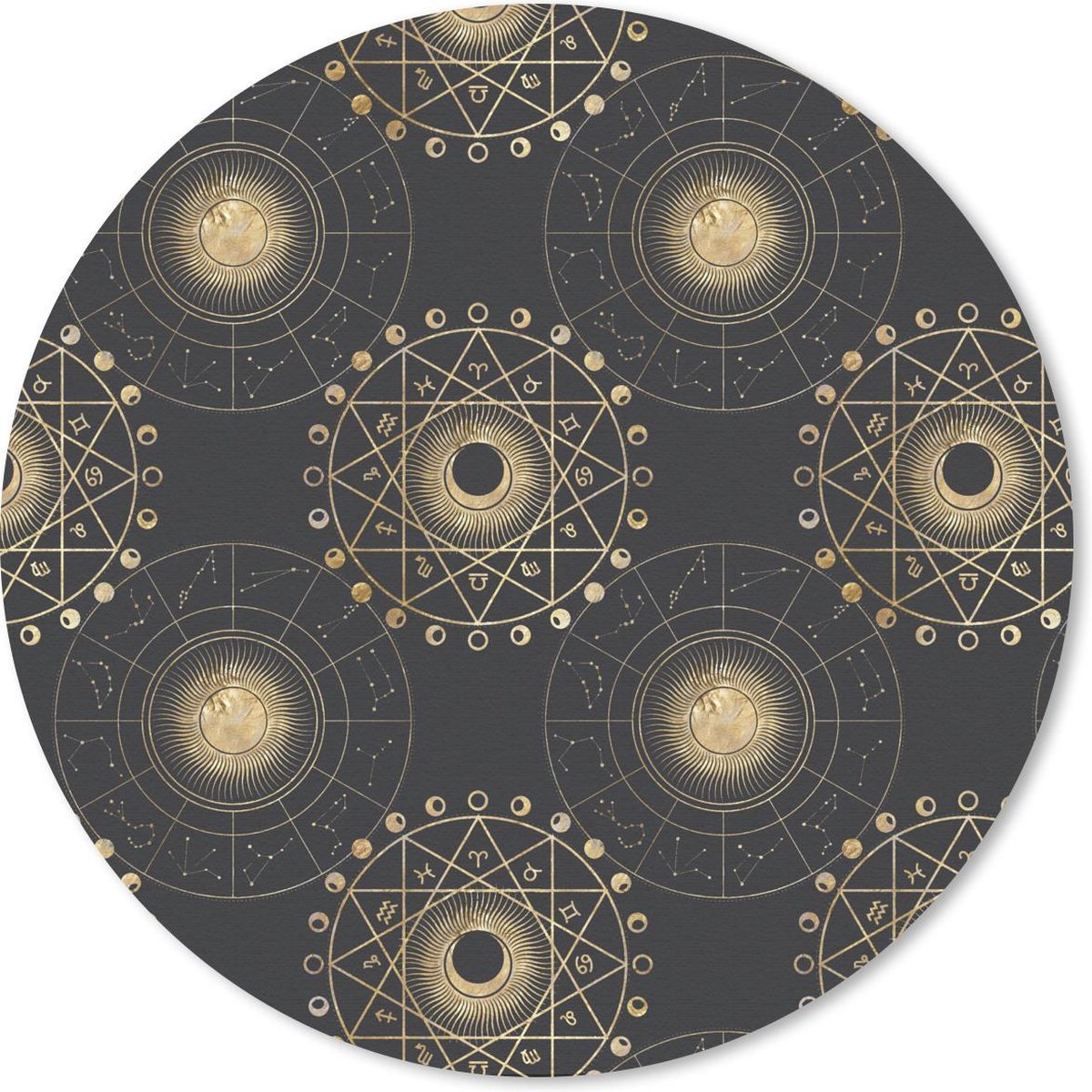 Muismat rond 30x30 cm - Mousepad Patronen - Spiritueel - Goud - Ronde muismatten