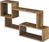 Wandplank - Met 3 vakken - Afmeting (LxBxH) 87 x 18 x 54 cm - Kleur donker hout kleurig