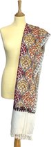 Kashmiri dames sjaal - wit met goudkleurig tinten design