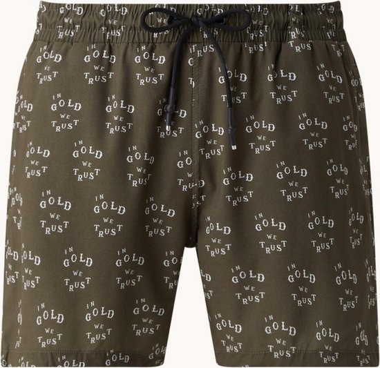 In Gold We Trust Shorts de bain avec poches zippées et logo imprimé - Vert - Taille XL
