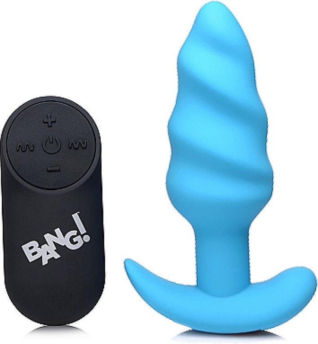 Goedkoopste XR Brands Vibrating Silicone Swirl Butt Plug with Remote Control blue