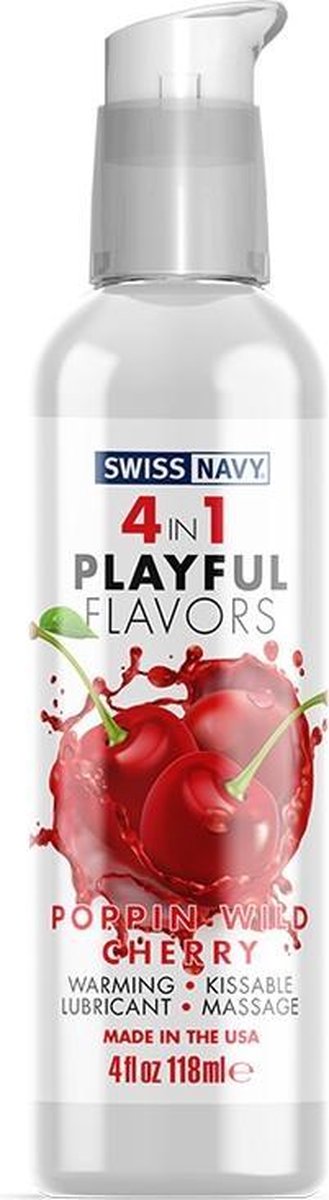 Swiss Navy - 4 in 1 Playful Flavors - Likbaar en Verwarmend Glijmiddel en Massage - Poppin Wild Cherry