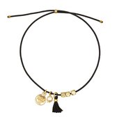 Mint15 Armband 'Pearl & Tassel Bracelet – Black & Brown' - Goud