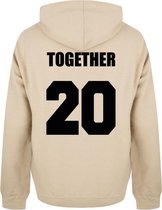 TOGETHER SINCE couple hoodies beige (TOGETHER - maat M) | Gepersonaliseerd met datum | Matching hoodies | Koppel hoodies