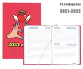 Brepols agenda - Schoolperiode 2021-2022 - Love & Kisses  - Rood - Hartjes - 1d/1p - 11.5 x 16.9 cm