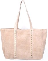 Suede Shopper Maxi met Studs - Beige
