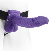 Hollow Strap-On with Balls - 7 Inch - Purple