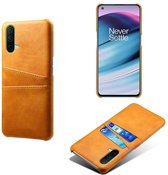 OnePlus Nord CE Hoesje - MobyDefend Lederen Backcover Met Vakjes Voor Pasjes - Cognacbruin - GSM Hoesje - Telefoonhoesje Geschikt Voor: OnePlus Nord CE