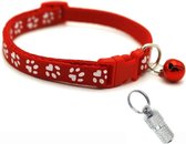 Verstelbare kat halsband met adreskoker rood