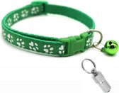 Verstelbare kat halsband met adreskoker groen