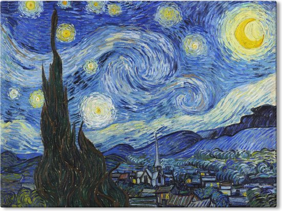 Canvas Schilderij De Sterrennacht - Vincent van Gogh - 60x40 cm
