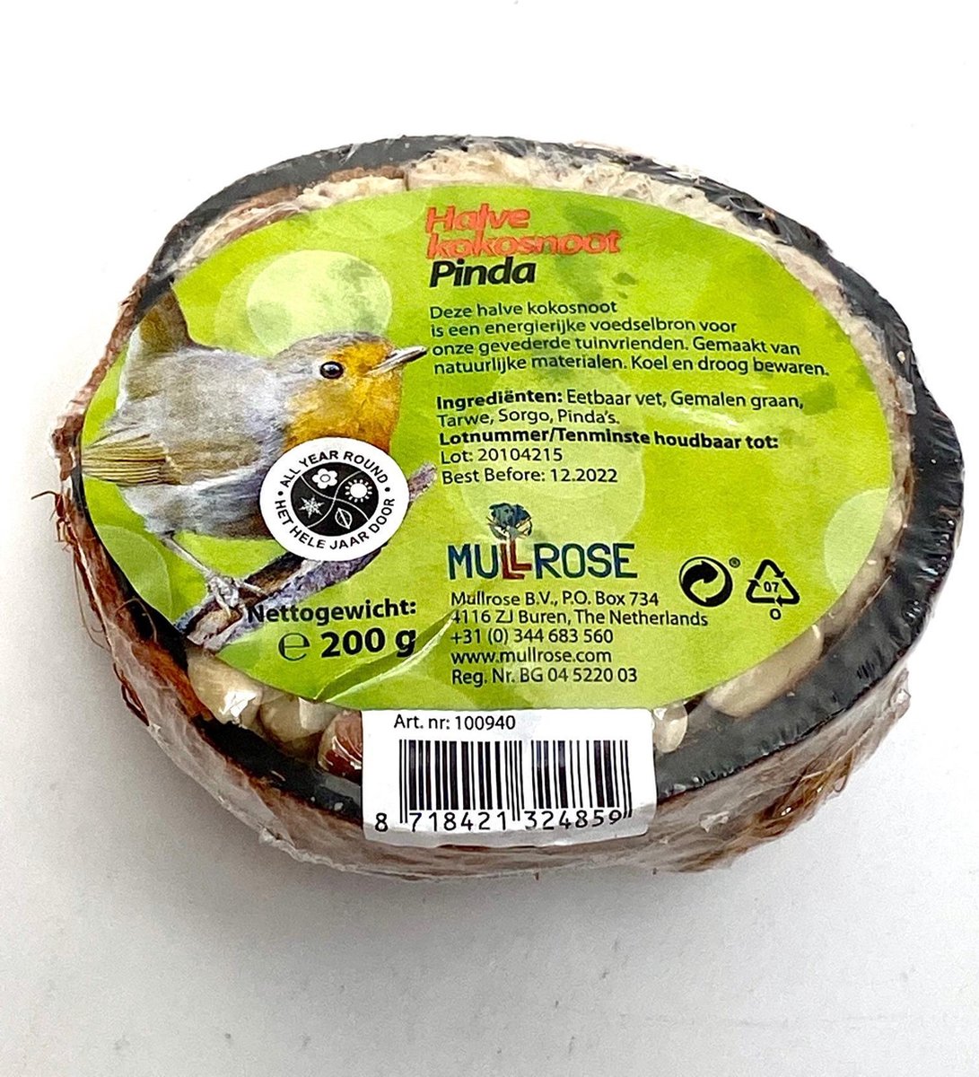 Vogelvoer- XXL- VOORDEELVERPAKKING 40 x Halve kokosnoot gevuld met vogelvoer assorti