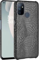 OnePlus Nord N100 Hoesje - Mobigear - Croco Serie - Hard Kunststof Backcover - Zwart - Hoesje Geschikt Voor OnePlus Nord N100