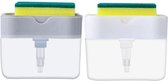 A3 Online - Handmatige afwasmiddel dispenser - Inclusief gratis spons - Zeepdispenser met sponshouder - kleuren wit