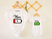 Lykke Matching t-shirt Mommy & Baby Battery t-shirt  wit Kraamcadeau Katoen