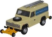 OXFORD RAIL LAND ROVER DEFENDER 90 SW - RAILTRACK FITTED FOR ROAD-RAIL schaalmodel 1:76