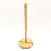 Sterk - Bamboe houten keukenrolhouder rond 12.5 x 32 cm - Keukenpapier/keukenrol houders - Houders/standaards voor in de keuken