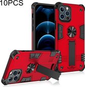 10 stuks schokbestendige TPU + pc-beschermhoes met onzichtbare houder voor iPhone 12 Pro (rood)