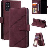 Voor Samsung Galaxy S20+ Skin Feel Business Horizontale Flip PU Lederen Case met Houder & Multi-Card Slots & Portemonnee & Lanyard & Fotolijst (Wijnrood)