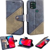 Voor Motorola Moto G Stylus 5G Contrast Kleur Splicing Retro Textuur Horizontale Flip PU Lederen Case met Kaartsleuven & Houder & Portemonnee (Blauw)