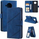 Voor Xiaomi Mi 10T Lite 5G Skin Feel Business Horizontale Flip PU Lederen Case met Houder & Multi-Card Slots & Portemonnee & Lanyard & Fotolijst (Blauw)