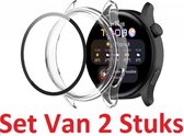 Full Cover Tempered Glass Screen Protector Cover Case Bumper Hoesje Geschikt Voor Huawei Watch 3 (Classic/Active/Elite) Smartwatch - Beschermkap Beschermhoes Screenprotector Hoes  - Display B