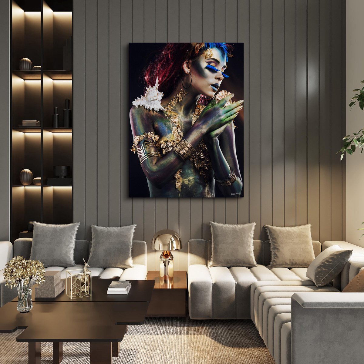 Luxe Canvas Schilderij Gold Girl | 75x100 | Woonkamer | Slaapkamer | Kantoor | Style| Succes | Art | Modern | Lifestyle | Abstract | Goud | ** 4CM DIK! 3D Effect**