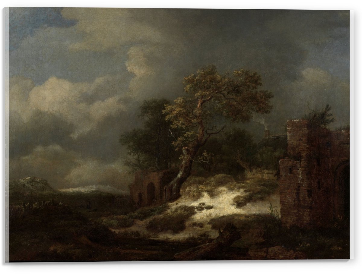 KuijsFotoprint Acrylglas - Oude Meesters - Landschap met ruïnes, Jacob Isaacksz van Ruisdael - 40x30cm Foto op Acrylglas (Met Ophangsysteem) Groen