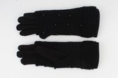 Indini - Handschoenen - Winter - Handschoen - Zwart met Afneembare Vingerloze Handschoen - Dubbel  met Parels