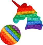 LUNITA - Pop it Fidget Toys - Eenhoorn & Cirkel figuren - Anti Stress - Angst Sensorisch - Regenboog