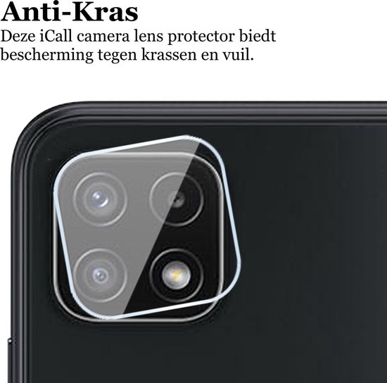 Screenprotector geschikt voor Samsung A22 5G + Camera Lens - Glas Screen Protector