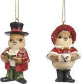 Goodwill Kerstbal Vogel Rood-Bruin 7 cm Voordeelass. Per 2 stuks