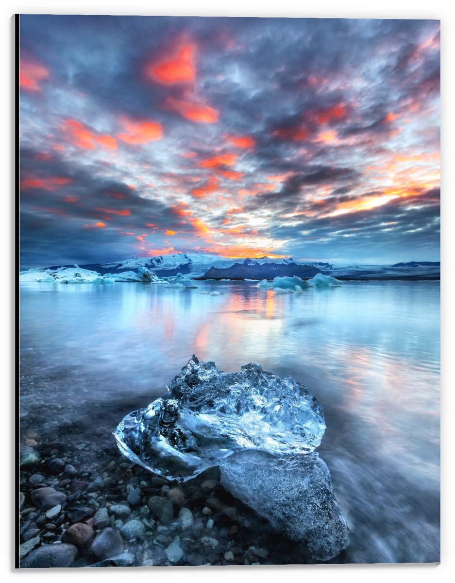 KuijsFotoprint Dibond - Magisch IJsmeer - 30x40cm Foto op Aluminium (Wanddecoratie van metaal) Blauw