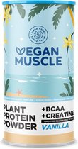 Vegan Muscle Eiwitshake | Vanille | Plantaardige proteinen mix van gekiemde zaden | Verrijkt met BCAA en Creatine | 600g eiwit poeder