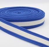 4 Meter Gestreepte KATOEN TASSENBAND, Breedte 30MM, Kleur BLAUW/WIT 02