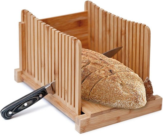 Jooba® broodsnijder hulpmiddel – Brood snijder – Broodplank hout – hulpmiddel brood snijden – Broodsnijplank – Rechte plakken – Bamboe – Vers brood – Zelf broodbakken