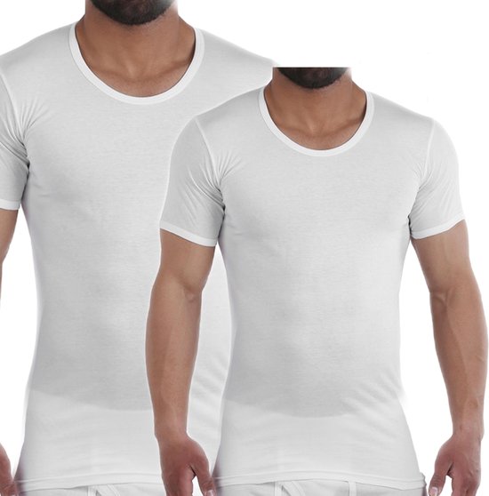 Embrator 2-stuks mannen T-shirt lage ronde hals wit