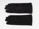 Indini - Handschoenen - Winter - Handschoen Zwart Velours met Glans Streep - Winter